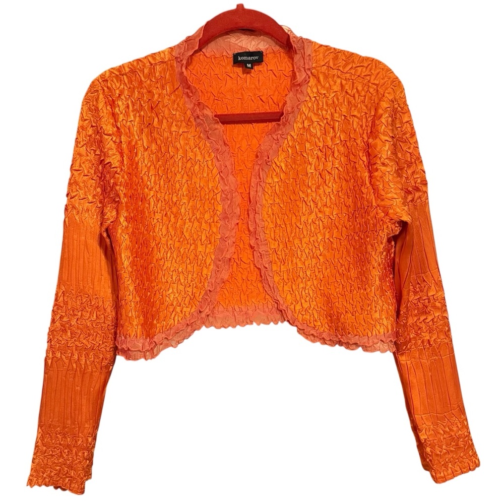 Komarov Orange Textured Cropped Bolero Top